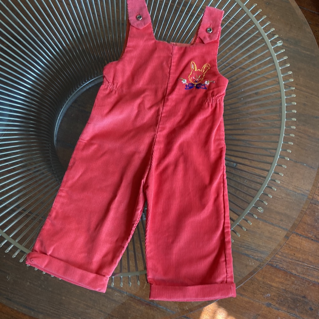 Vintage Bunny Embroidered Corduroy Overalls